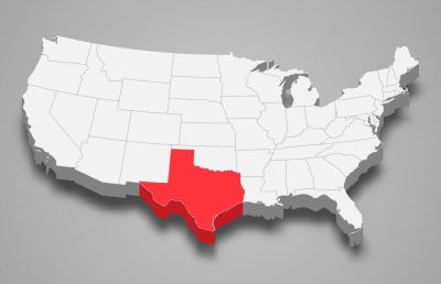 Texas state location within United States 3d isometric map